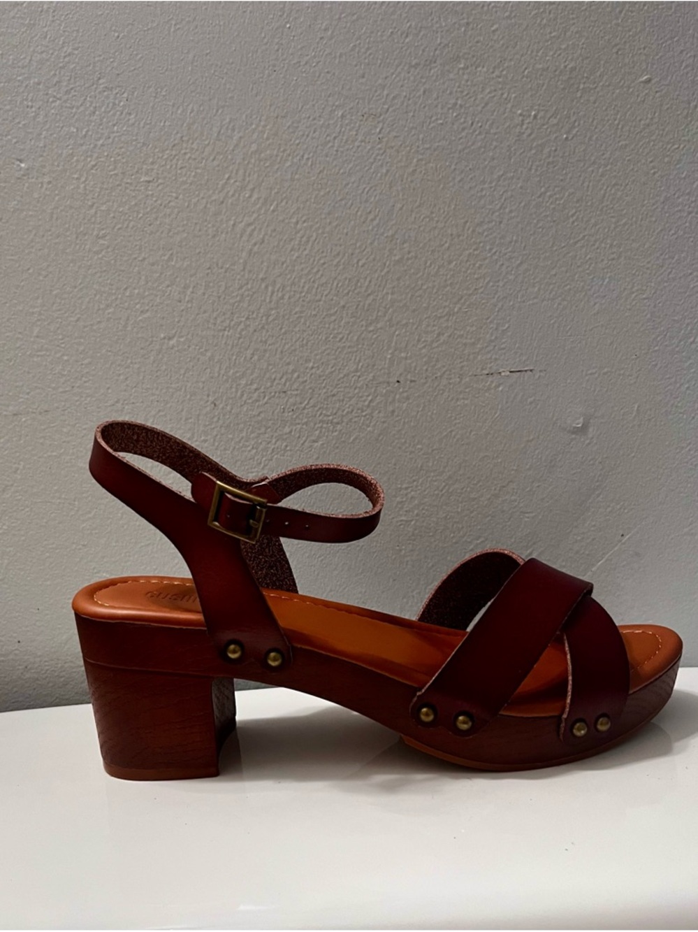 Women’s Burgundy Strappy Block Heel Sandals - Picture 5 of 7